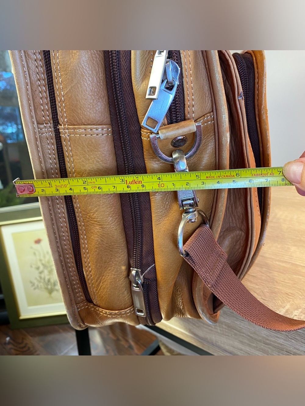 Wilsons Tan Leather Messenger Padded Laptop Bag Briefcase Shoulder Strap Pockets - Picture 11 of 16